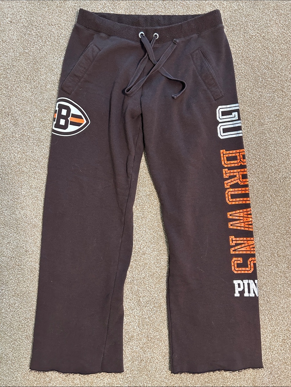 Victoria's Secret PINK Chocolate Brown Cleveland Browns Logo Joggers, GO BROWNS
